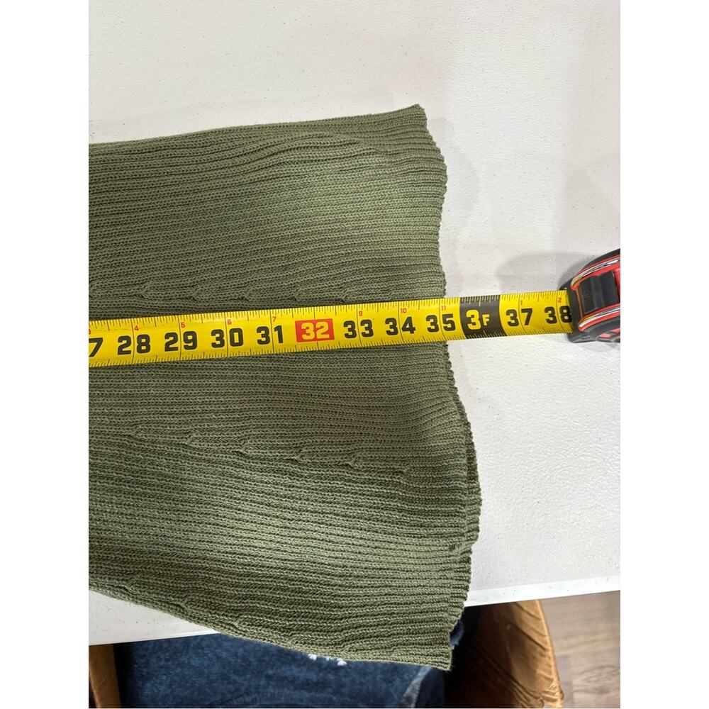 French Connection Olive Green Ribbed Knit Mini Dress XS Gold Button Short Sleeve - Picture 6 of 7